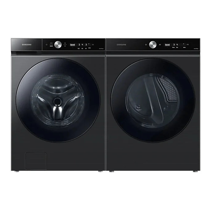 Samsung 2-piece BESPOKE Black Stainless Steel Laundry Suite with 6.1 cu. ft. Front Load Washer and 7.6 cu. ft. Dryer