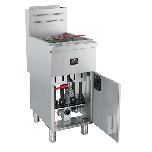 Forno 15.5 in. 50 lb Stainless Steel Natural Gas Commercial Deep Fryer with Twin Baskets