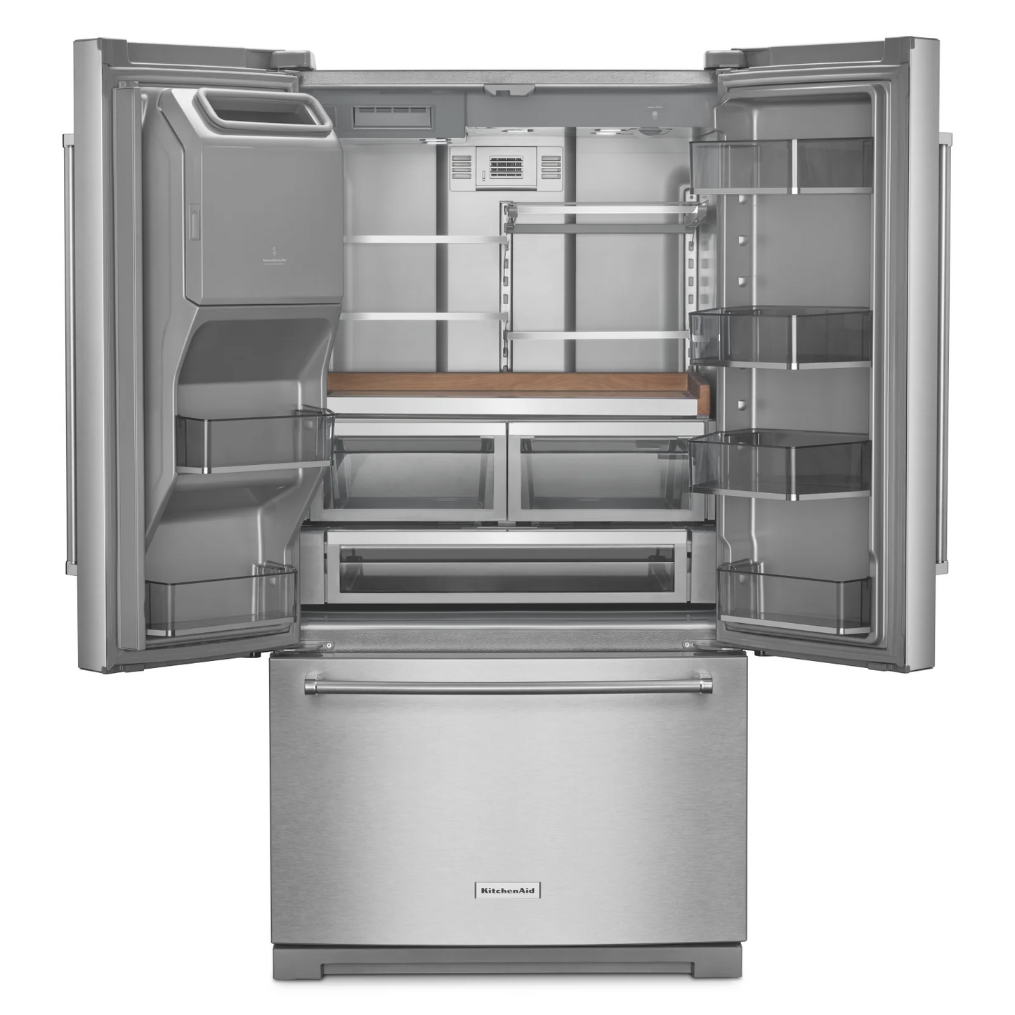 KitchenAid 36 in 26.8 cu ft. Stainless Steel French Door Refrigerator with Exterior Ice and Water Dispenser