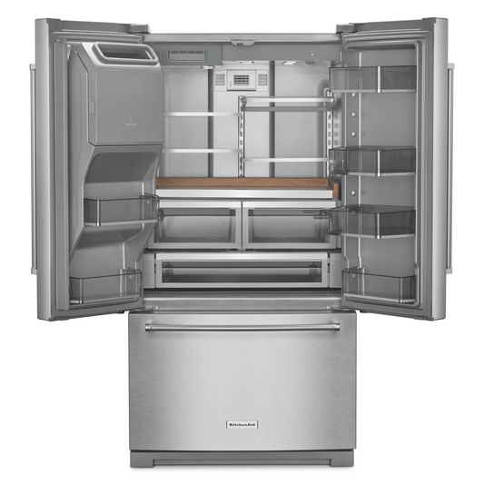 KitchenAid 36 in 26.8 cu ft. Stainless Steel French Door Refrigerator with Exterior Ice and Water Dispenser