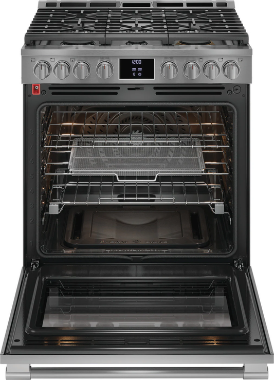 Frigidaire Professional 30 in 6.2 cu ft. Stainless Steel 6-Burner Gas Range with Total Convection and Steam Bake