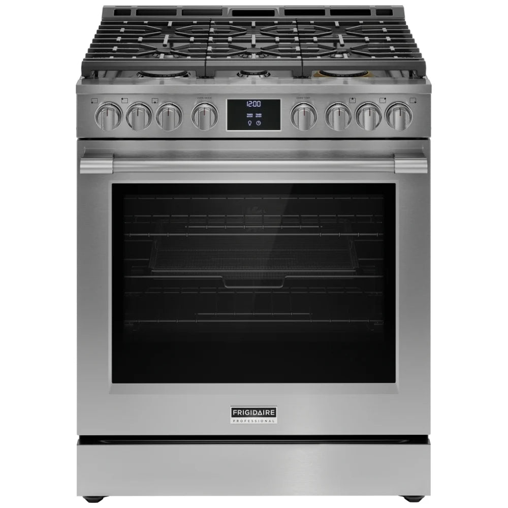 Frigidaire Professional 30 in 6.2 cu ft. Stainless Steel 6-Burner Gas Range with Total Convection and Steam Bake