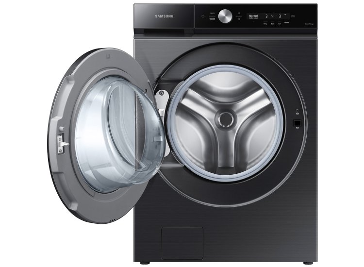 Samsung 2-piece BESPOKE Black Stainless Steel Laundry Suite with 6.1 cu. ft. Front Load Washer and 7.6 cu. ft. Dryer