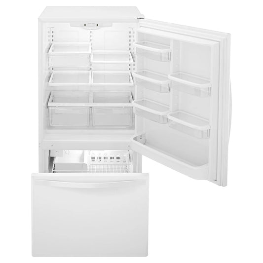Whirlpool 30 in 19 cu ft. White Bottom Mount Refrigerator with Freezer Drawer