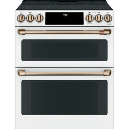 Café 30 in. 6.7 cu ft. White Electric Double 5 Element Range with True European Convection