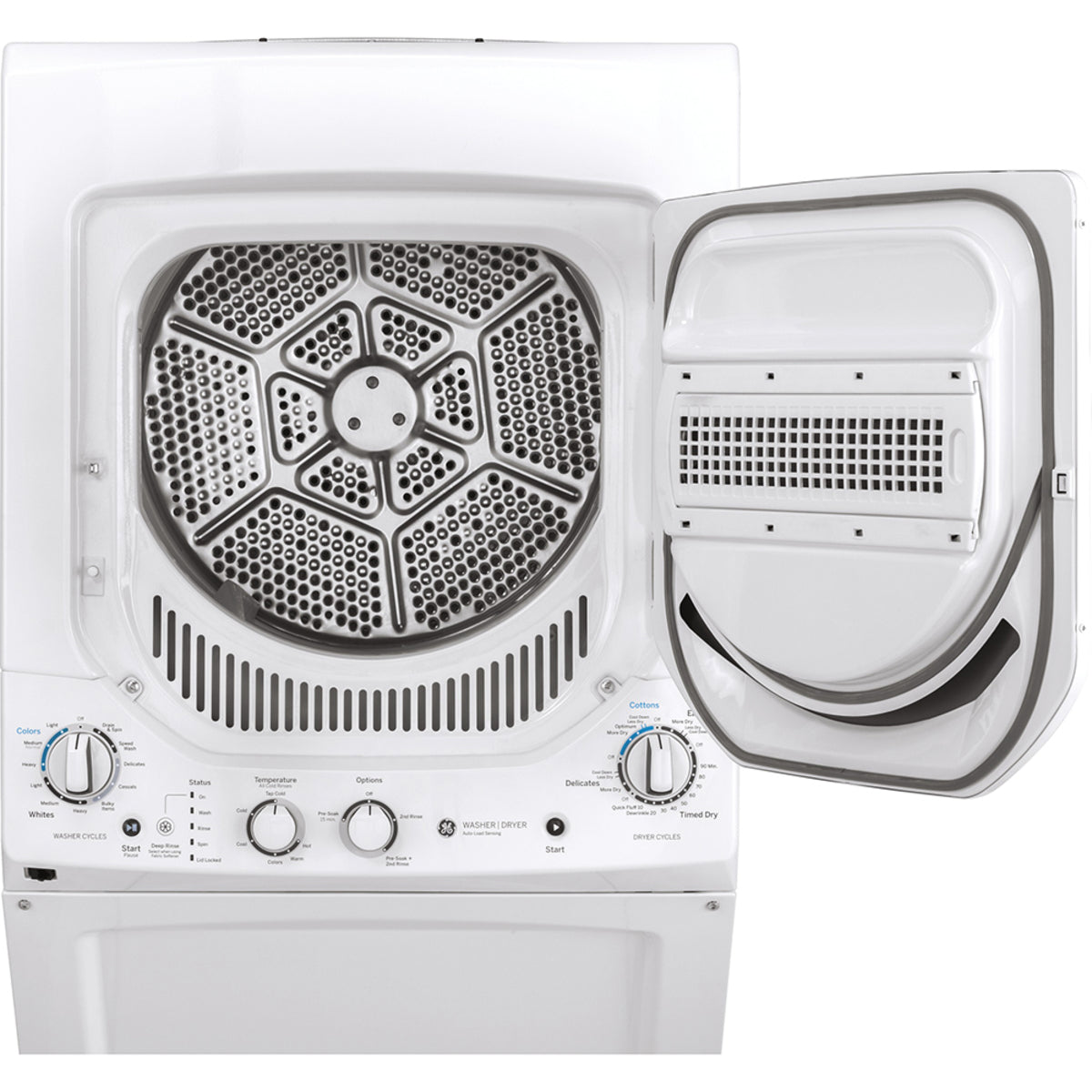 GE 24 in. White Electric 2.6 cu. ft. Washer and 4.4 cu. ft. Dryer Laundry Centre