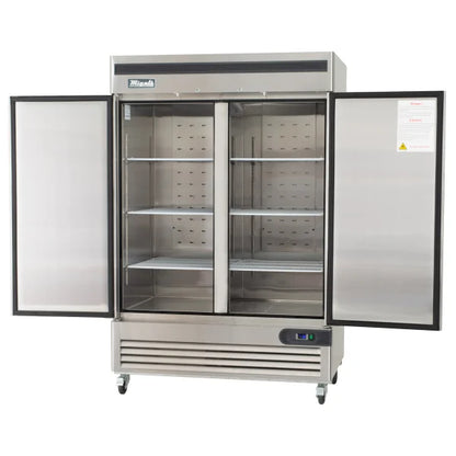 Migali 54 in. 49 cu ft. Stainless Steel Commercial Reach-in Dual Swing Door Freezer