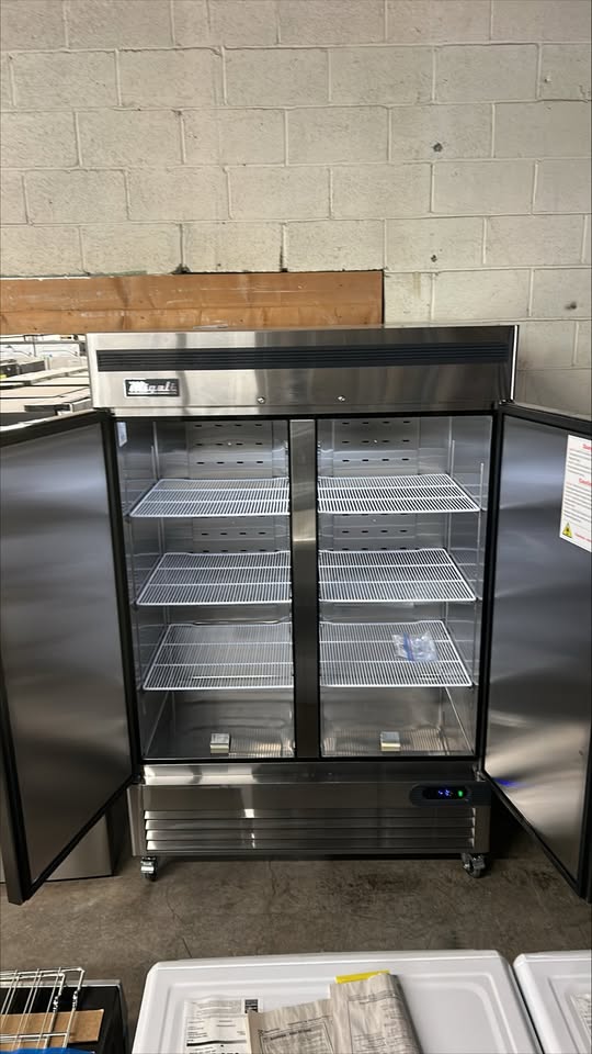 Migali 54 in. 49 cu ft. Stainless Steel Commercial Reach-in Dual Swing Door Freezer