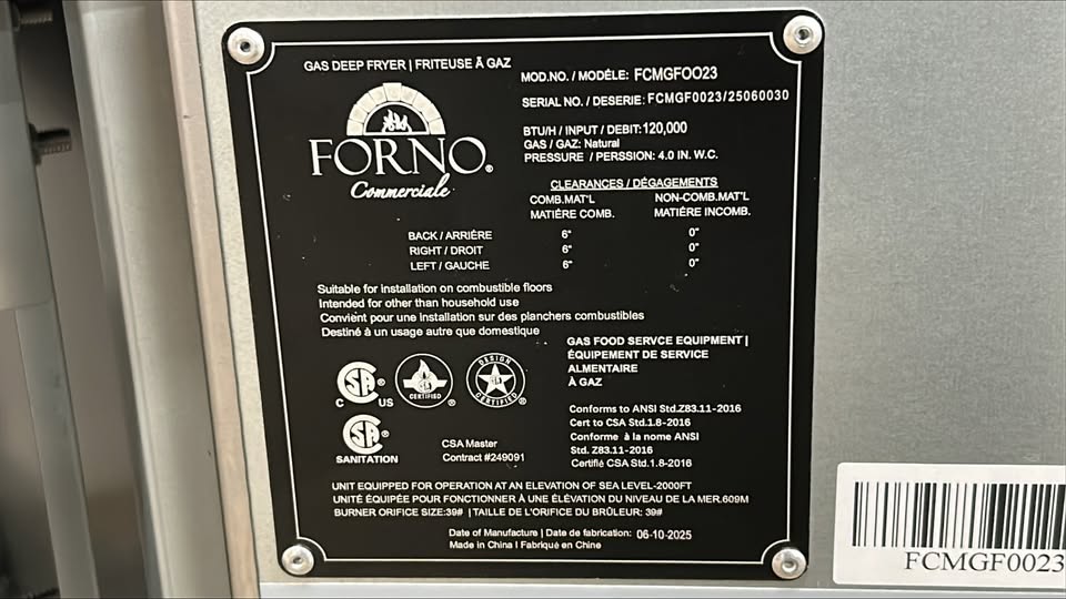Forno 15.5 in. 50 lb Stainless Steel Natural Gas Commercial Deep Fryer with Twin Baskets