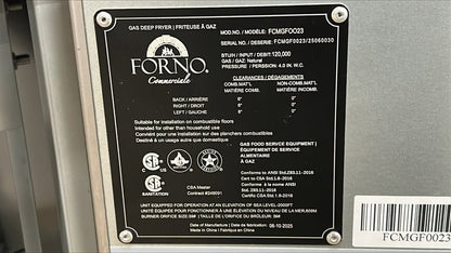 Forno 15.5 in. 50 lb Stainless Steel Natural Gas Commercial Deep Fryer with Twin Baskets