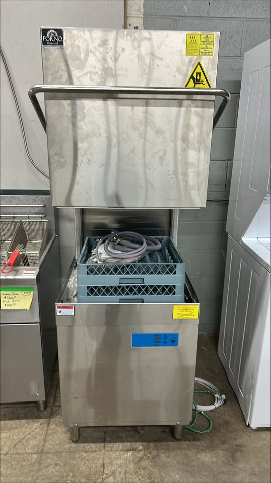 Forno 28.14 in. Stainless Steel Hood Type Commercial Dishwasher with Washing Capacity of 60 Racks Per Hour