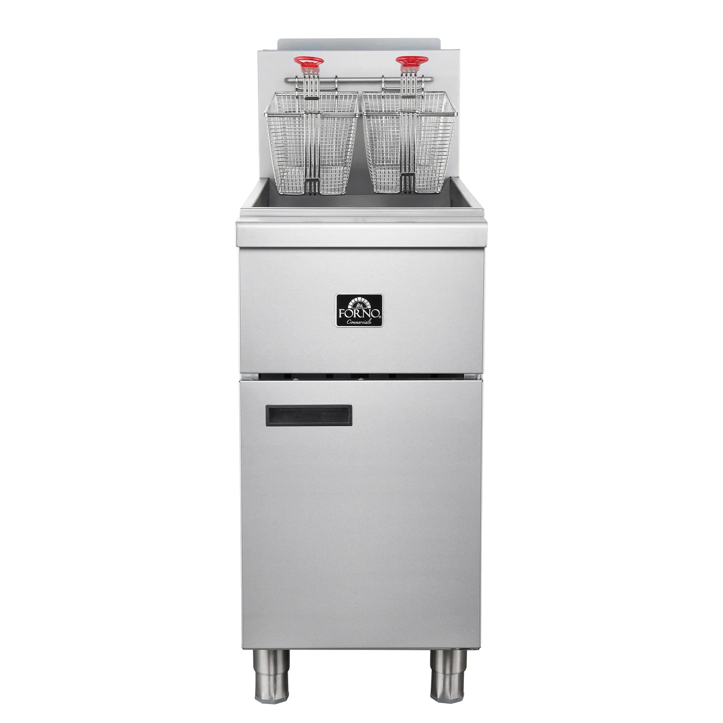 Forno 15.5 in. 50 lb Stainless Steel Natural Gas Commercial Deep Fryer with Twin Baskets