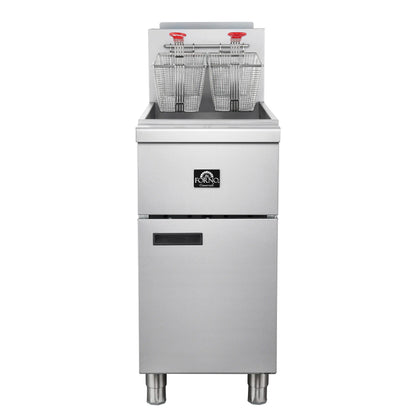 Forno 15.5 in. 50 lb Stainless Steel Natural Gas Commercial Deep Fryer with Twin Baskets
