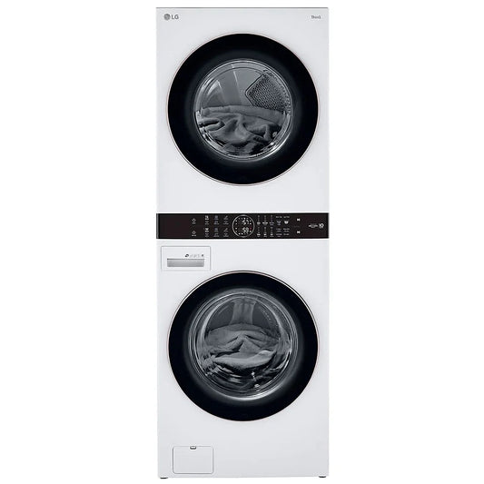 LG White Single Unit Front Load WashTower 5.2 cu. ft. Washer, 7.4 cu. ft. Electric Dryer