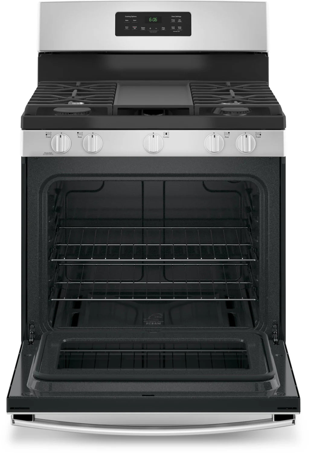 GE Stainless Steel 30 in. Freestanding Steam Clean Natural Gas Range