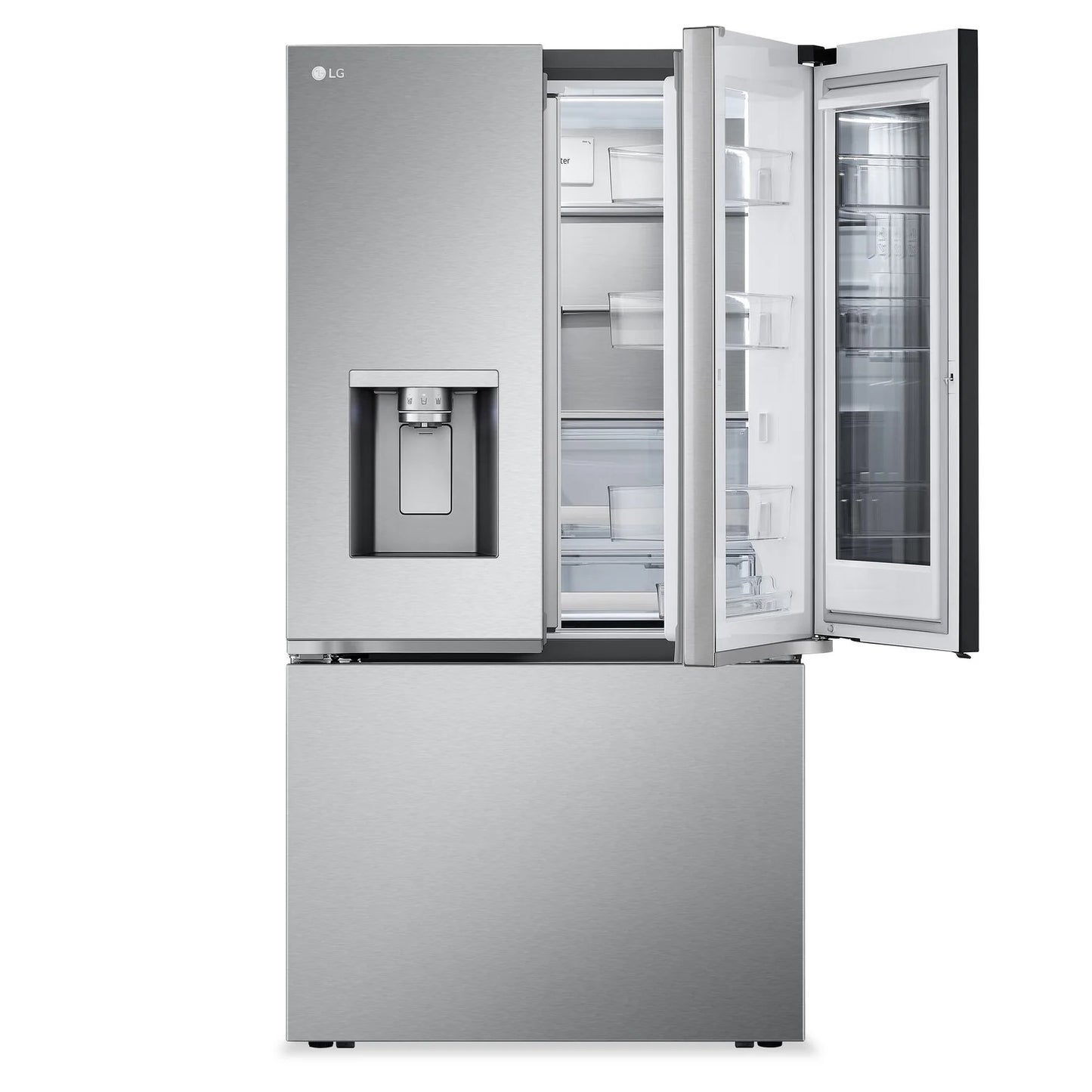 LG 36 in 26 cu ft. Stainless Steel Counter Depth MAX French Door Refrigerator with Mirror InstaView